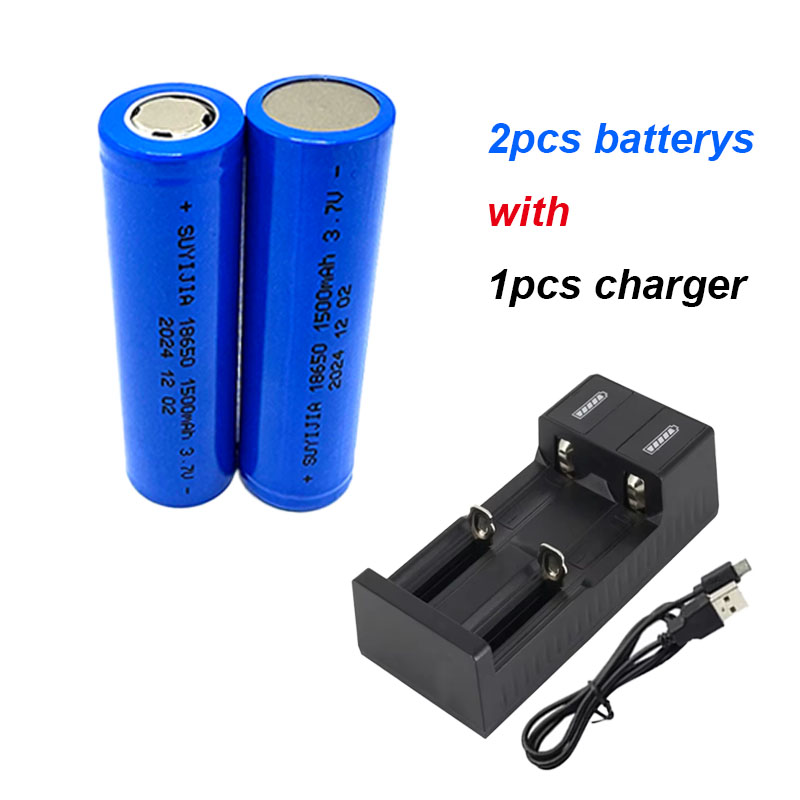 Batterie Lithium-ion Rechargeable 18650 1500mAh, 3.7V, adaptée aux intercomètres, aux télécommandes, aux jouets, aux phares et aux ventilateurs: Argent