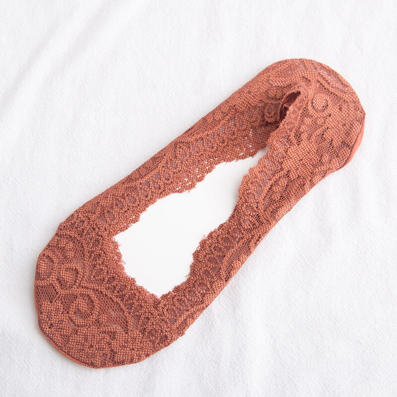 Spring Summer Women's Socks Lace Thin Non-Slip Silicone Invisible Girls Woman Ankle Socks Peas Shoes Low Cut Socks: 5