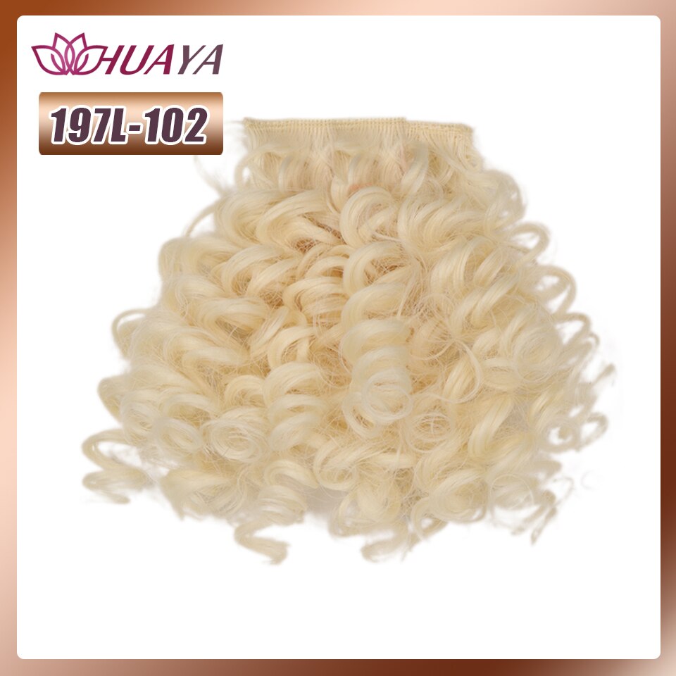 HUAYA Synthetic Puff Afro Bun African American Kinky Curly Clip Extension Girl Updo Chignon Drawstring Hairpiece: 197L-102
