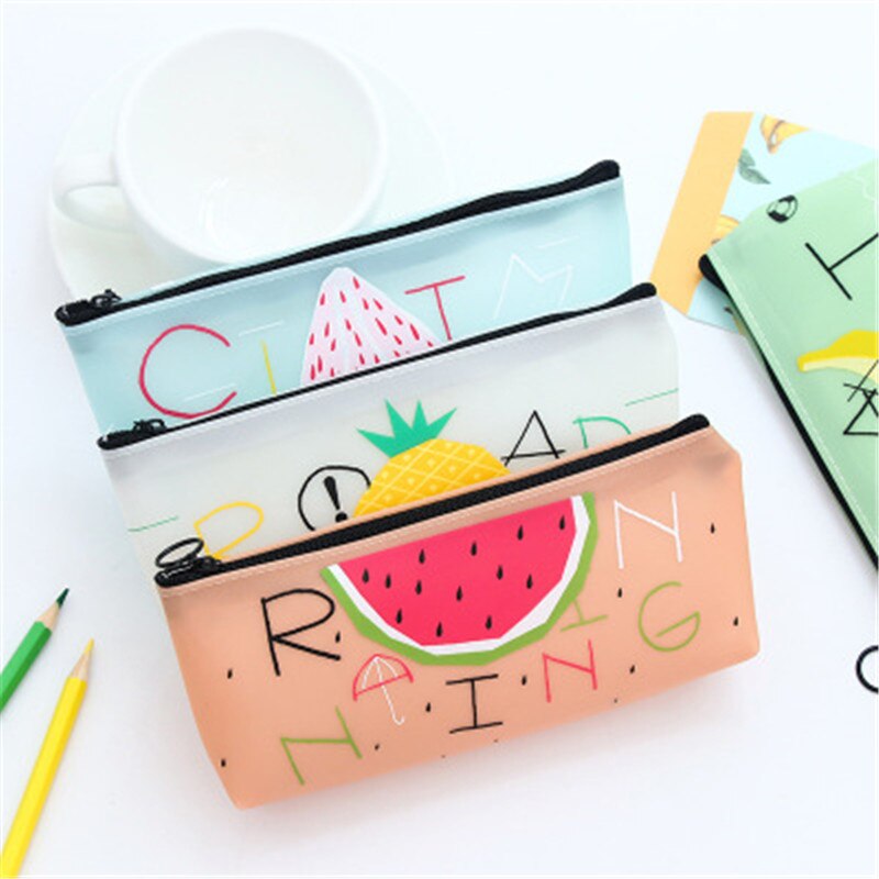 Creatieve Briefpapier Zak Kleine Verse Fruit Opslag Siliconen Meisje Potlood Box Case Office School Supplies Kids