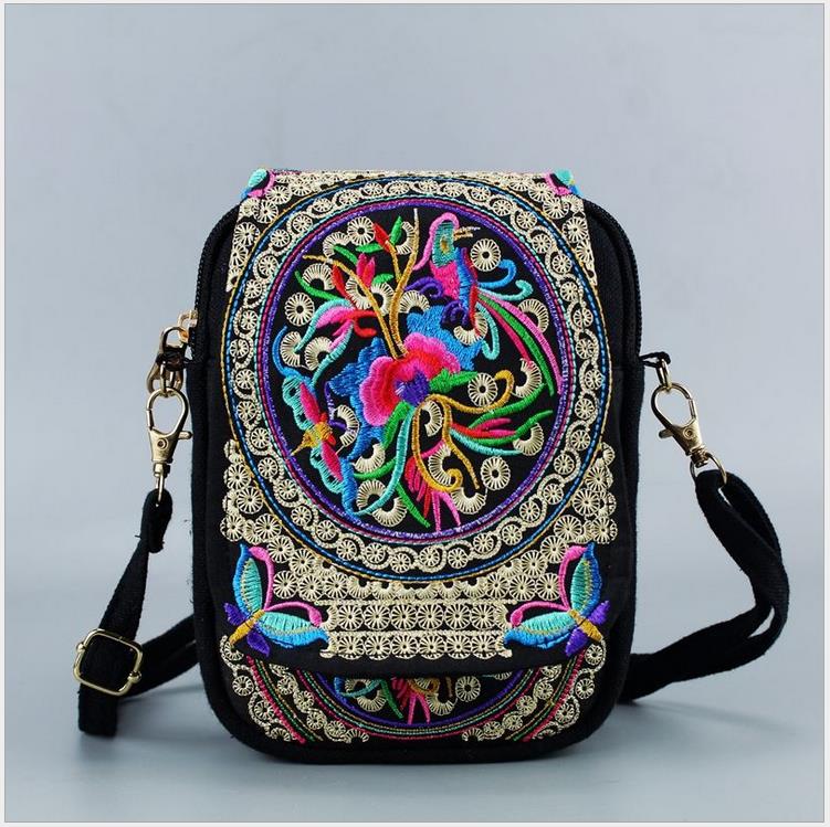 Sac à bandoulière avec pompon pour femmes, ethnique, broderie miroir Hippie, sac à bandoulière: B2