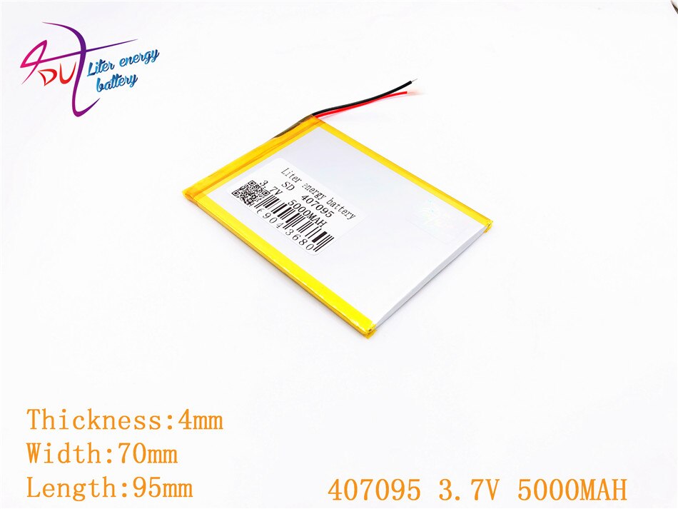 407095 3.7V 5000mah Lithium polymer battery For 7" Tablet Q88 A13,U25GT,Freeander PD10 3G,PD20 3G TV MTK6575,MTK6577