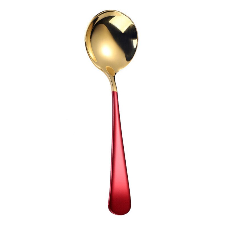 Cucharas de café elegantes de acero inoxidable para postre, utensilios de cocina, cucharas redondas de , 5 colores, 1 Uds.: B