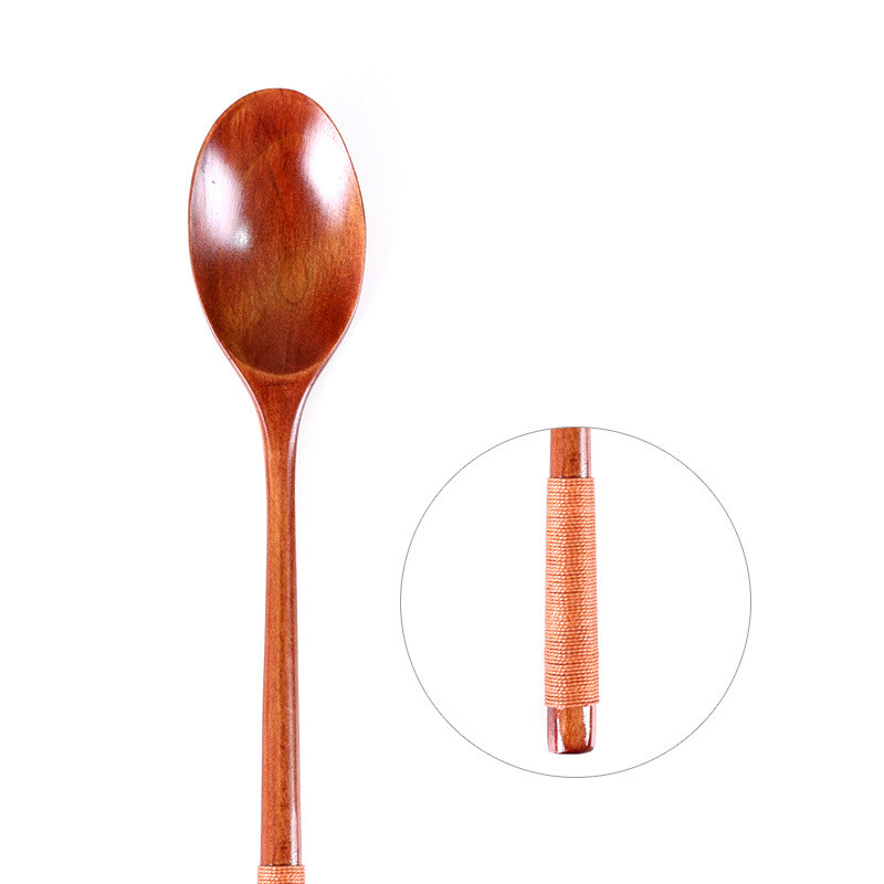 Natual Wooden Spoon Kitchen Cooking Utensils Japanese Style Soup Teaspoon Catering Cuchara De Madera Creativa: C-23.5 cm x 4 cm