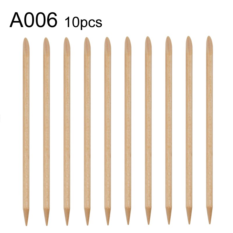 Mujer señora doble extremo Nail Art bastón de madera empujador de cutícula removedor Pedicure conjunto de herramientas para manicura: A006