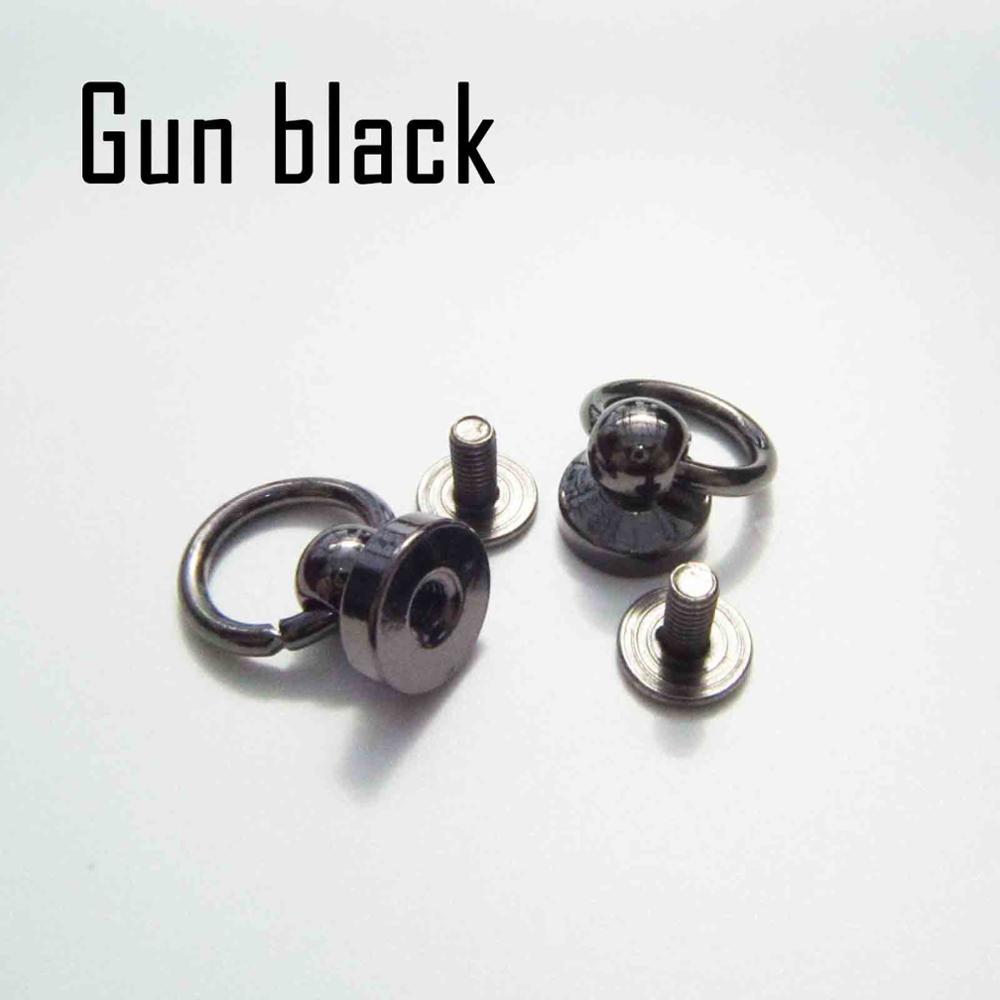 20 pcs Massief Messing Ronde Hoofd O Ring Stud Spot Schroef terug Screwback Leren Tas Riem Leathercraft Chicago Nagel Klinknagel DIY Punk: gun black