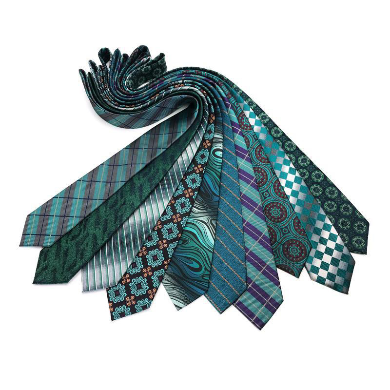 Corbata de lujo de 8CM para hombre, corbatas a cuadros a rayas de Color verde para hombre, corbata tejida Jacquard, accesorios formales para de negocios