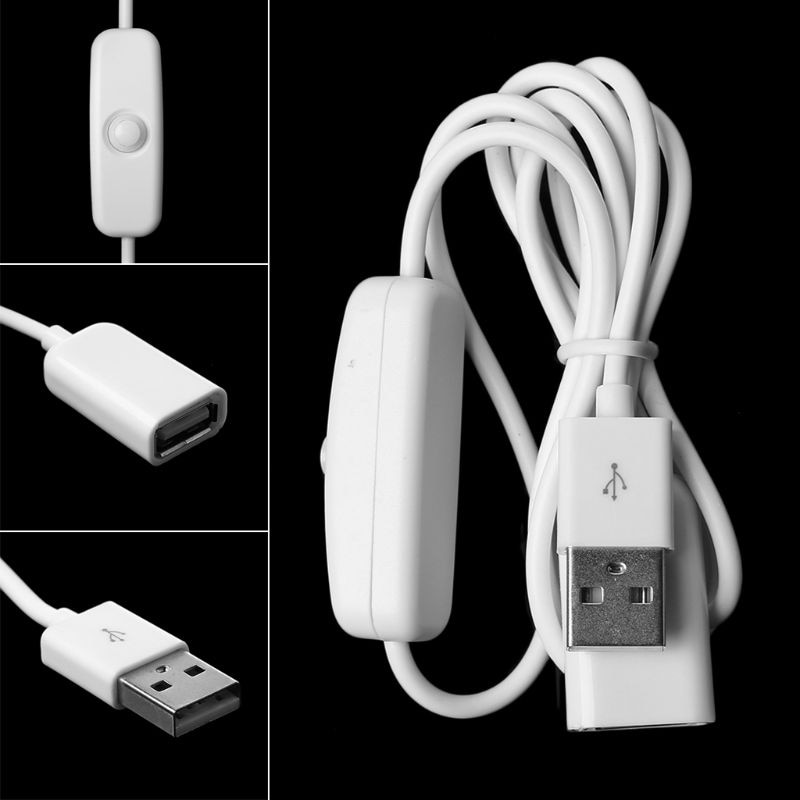 1 stk 2m usb hvit kabel mann til kvinne med slå på / av kabelforlengelsesbryter til usb-lampe usb vifte strømledning