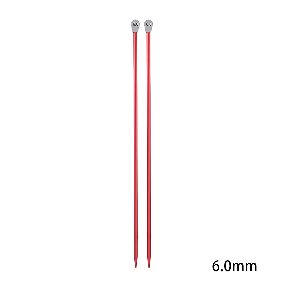 2Pcs/Set 2.0-12mm 35cm Single Pointed Knitting Needles Long Aluminum Straight Pins Colorful DIY Weaving Tool for Scarf Sweater: 6.0m