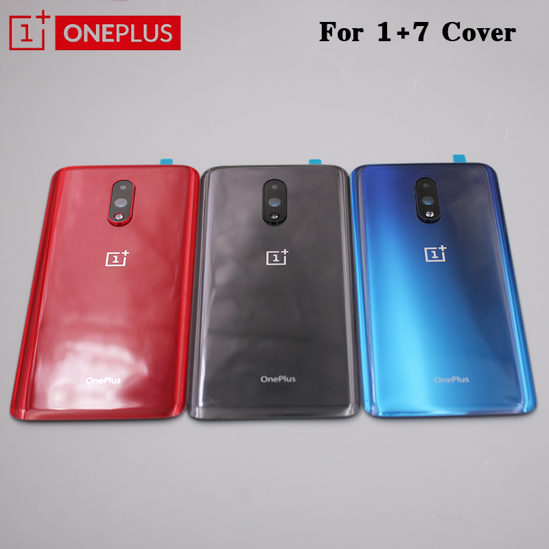 Original Oneplus 1 + 1 + 7 T 7 T carcasa trasera de vidrio de la puerta trasera Reparación de reemplazo de teléfono caso 7 7 T Pro con lente de la cámara