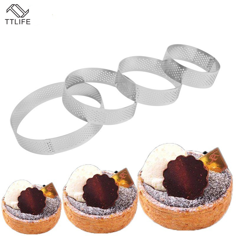 TTLIFE 1pc 6/7/8/10 Cm Ronde Geperforeerde Ademende Mousse Cake Ring Rvs Cake ring Cake Tool Ademend Taart Ring