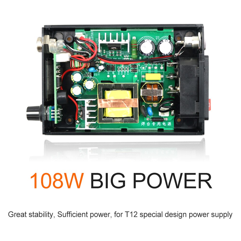 Oled  t12-q19 loddestation elektronisk kompatibel vekselstrøm med  t12-907 plasthåndtag og  t12 jernspidser uden strømstik