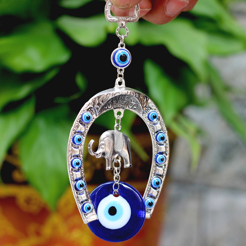 T8WE Turkse Blue Eye Hoefijzer Olifant Muur Opknoping Hanger Amuletten Etnische Lucky