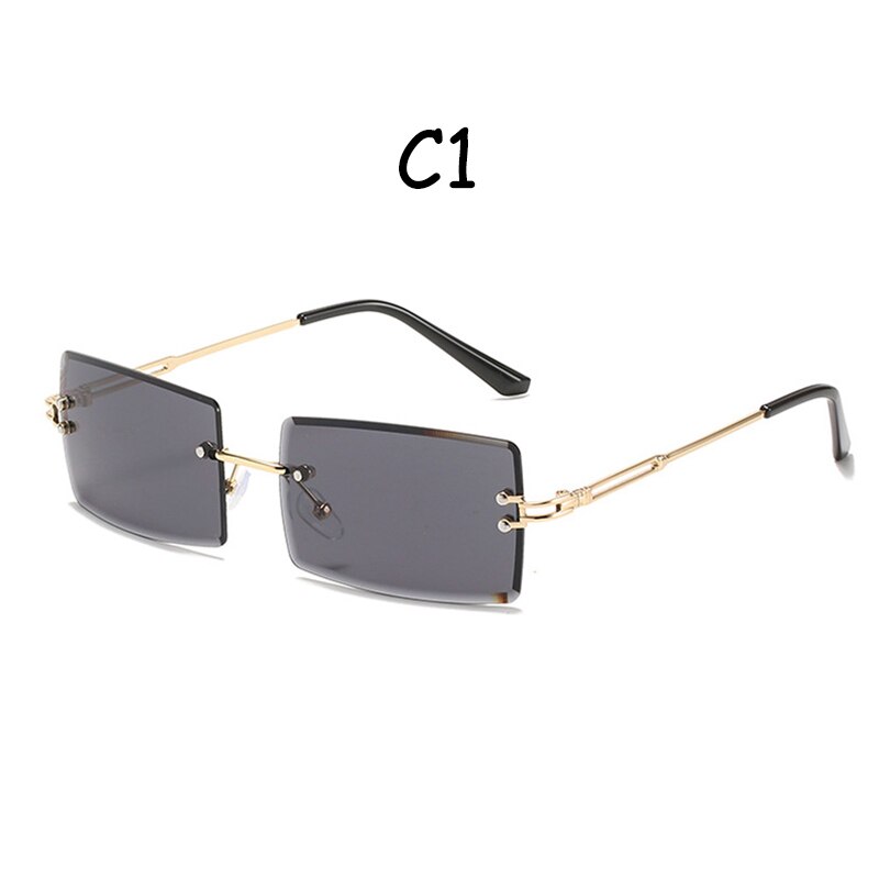 Gafas de sol sin montura para hombre y mujer, anteojos de sol a la cuadrada, populares, de viaje, para verano,: C1