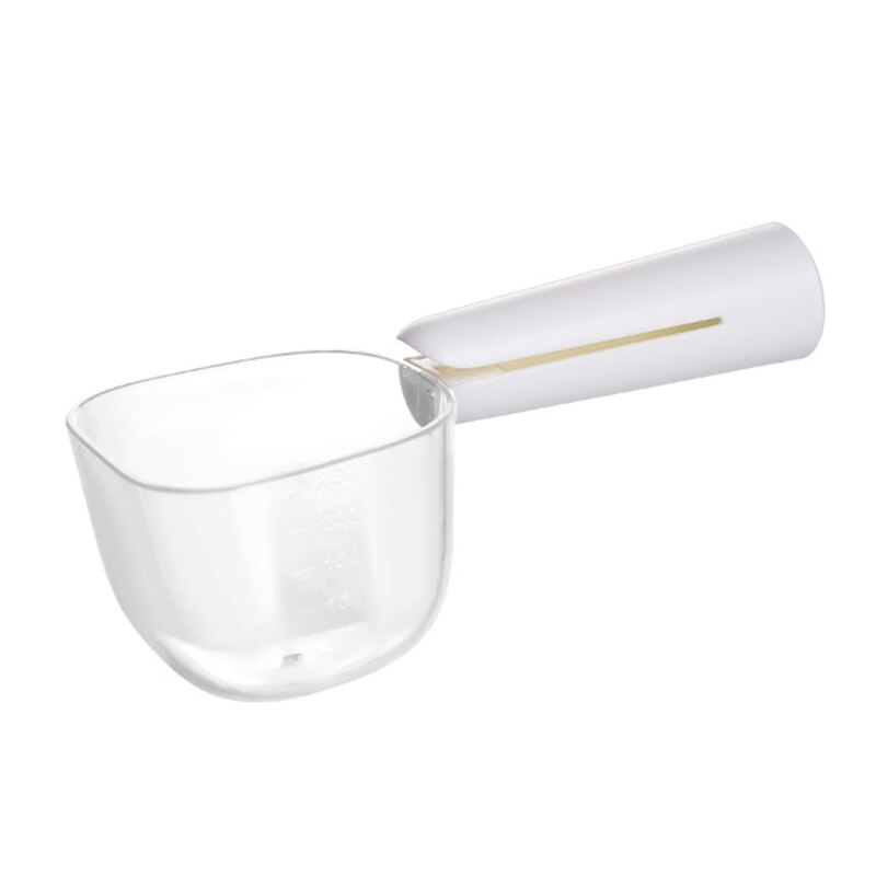 Cuillère à mesurer la nourriture pour animaux de compagnie, avec mesures précises, tasse à mesurer la nourriture pour chien et chat, cuillère transparente, prise confortable: WHITE