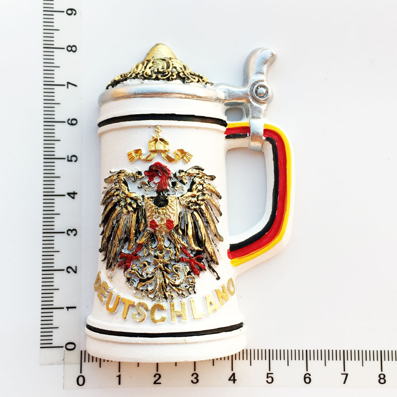 Autocollant magnétique de réfrigérateur allemand, tasse à bière européenne, allemagne, Heidelberg, stuttart, Souvenir de voyage, allemagne: Deutschland white-L