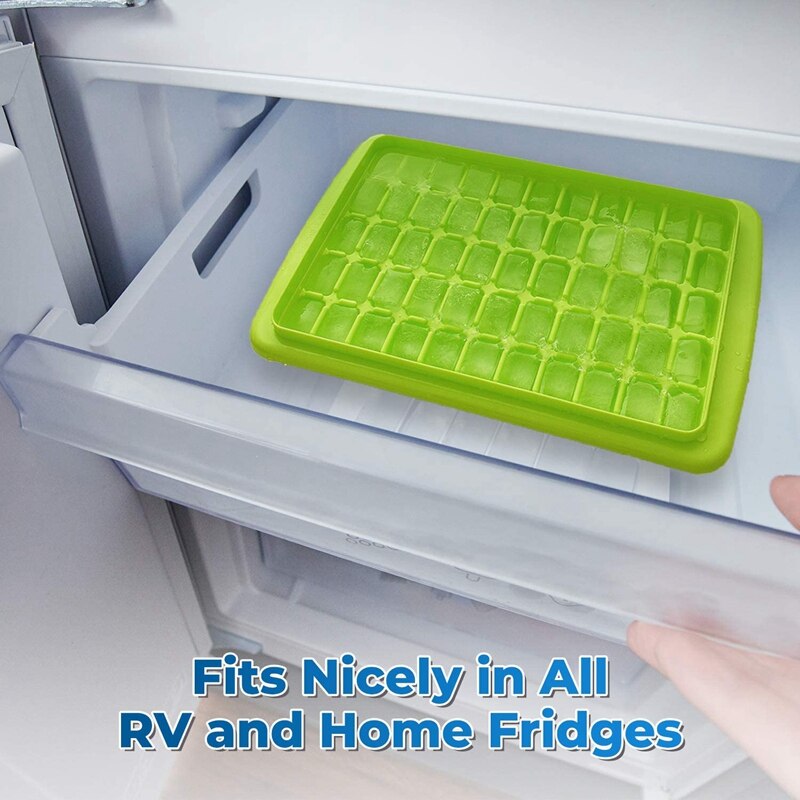 Ice Square Tray with Lid and Bin 55 Mini Nuggets Ice Tray for Freezer Comes with Ice Container, Scoop and Cover