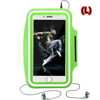 Universal Outdoor Sports Phone Holder Armband Case for apple Iphone 7 Gym Running Phone Bag Arm Band Case for xiaomi mi8 note7: green-L