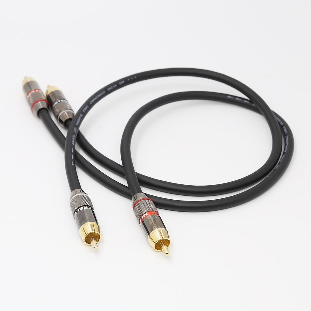 Pair RCA interconnect cable hifi audio signal wire with 24K Gold plated HI End RCA Connector
