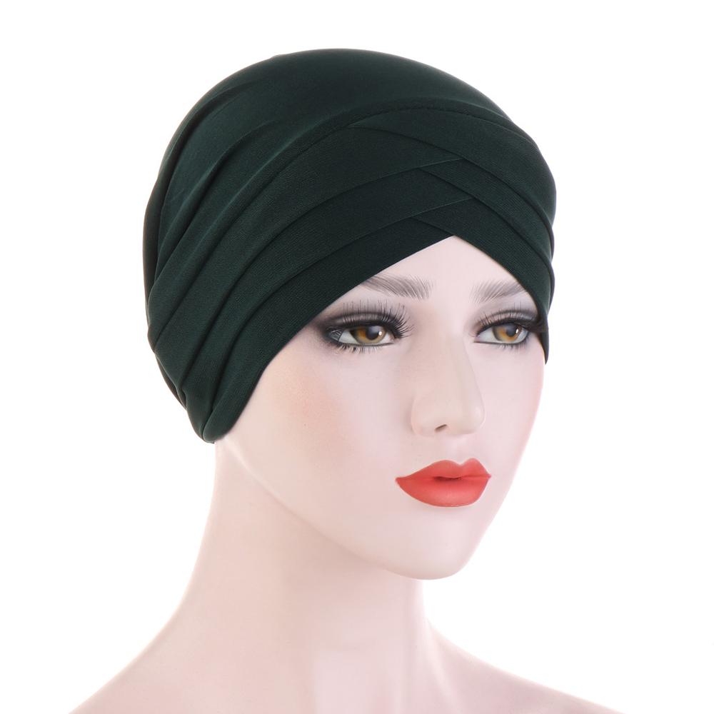 Front croisé Turban musulman couleur Pure coton extensible Hijabs intérieur pour casquettes prêt à porter femmes foulard sous Hijab Bonnet: 10