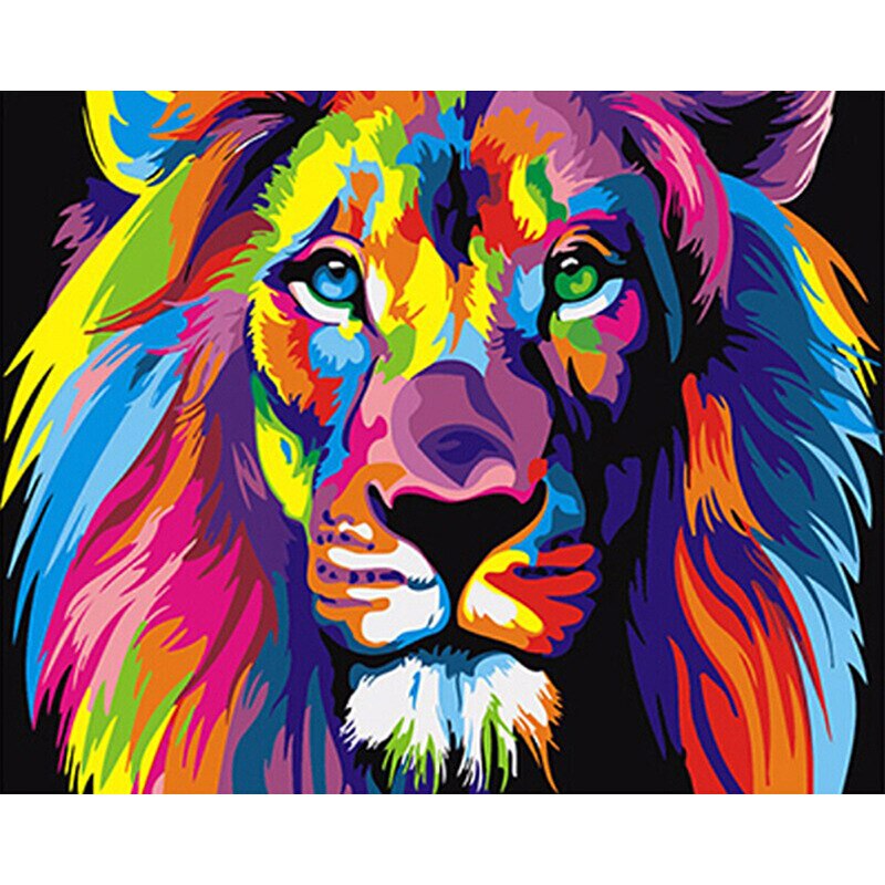 1 conjunto de pintura por números para adulto diy pintura por número kits para crianças iniciantes na tela 16x20 polegada em88: Color lion