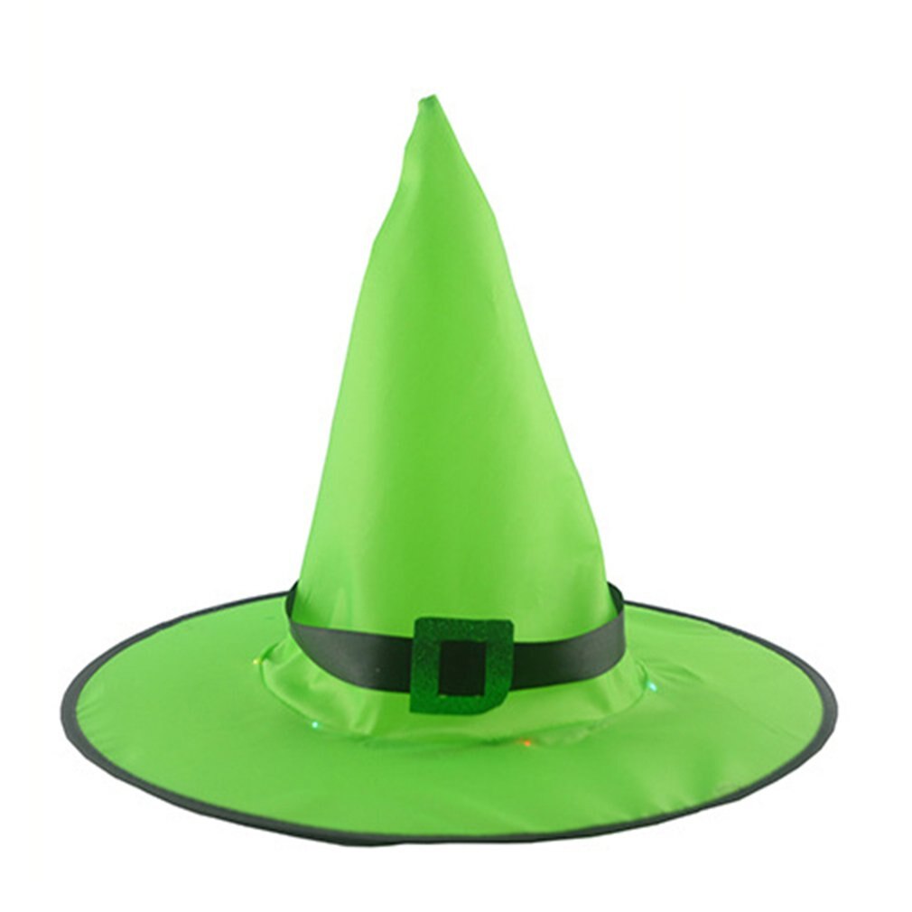 1 Uds gorro de bruja Halloween con luz LED sombrero de Brujas brillante iluminación colgante de Halloween decoración suspensión árbol sombrero brillante para niños: green