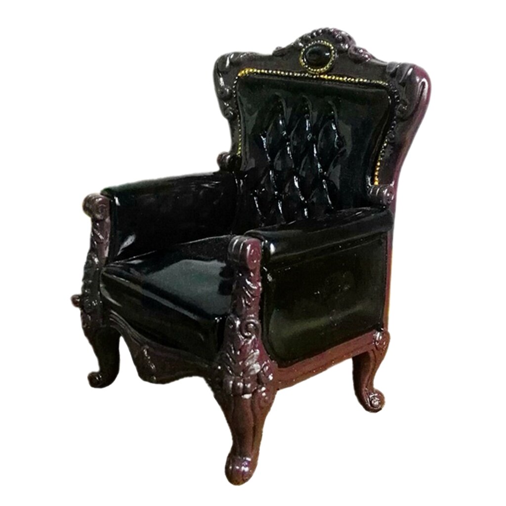 Sofá en miniatura antiguo a escala 1/6, muebles para figuras de acción de 12": Black