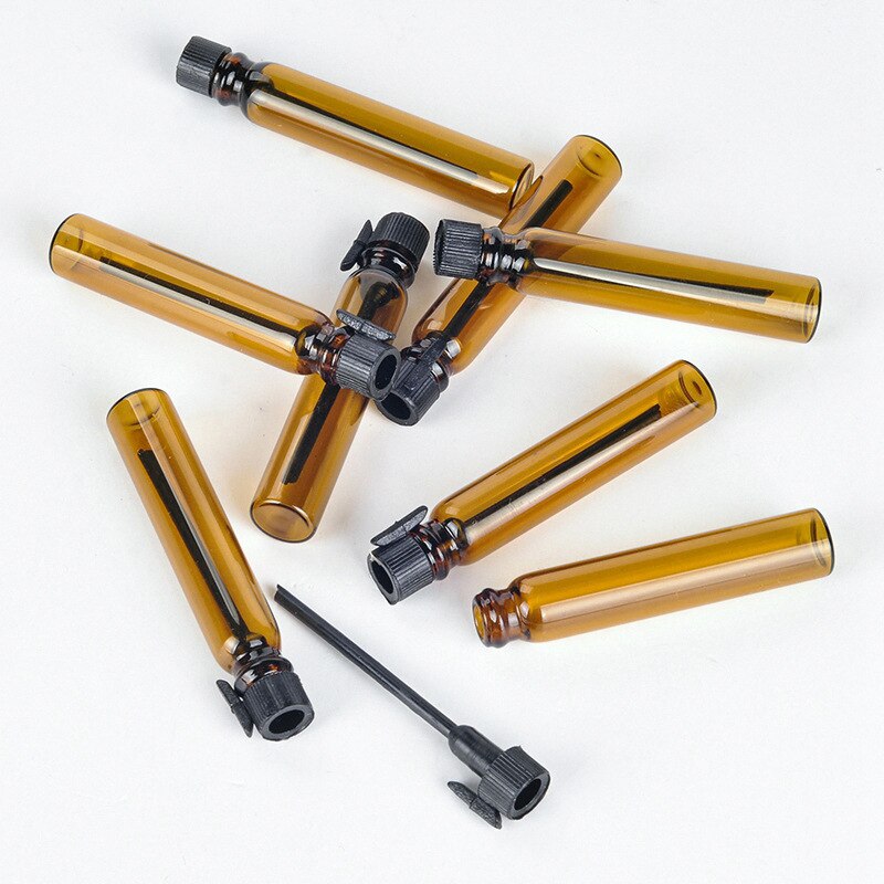 1ml 2ml frascos de perfume, frasco pequeño de vidrio para muestra de líquido, tubo de aceite esencial, frasco ámbar de prueba , 1pc