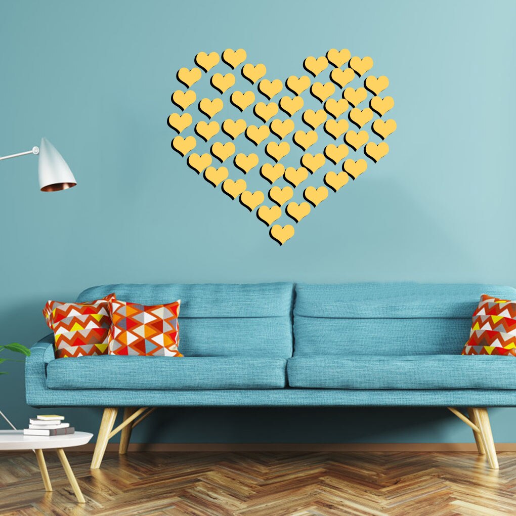 100Pcs 2Cm Kleine Hart Sticker Bruiloft Decor Acryl Spiegel Sticker Kid Kamer Diy Accessoire Party Gast Kwekerij home Decor