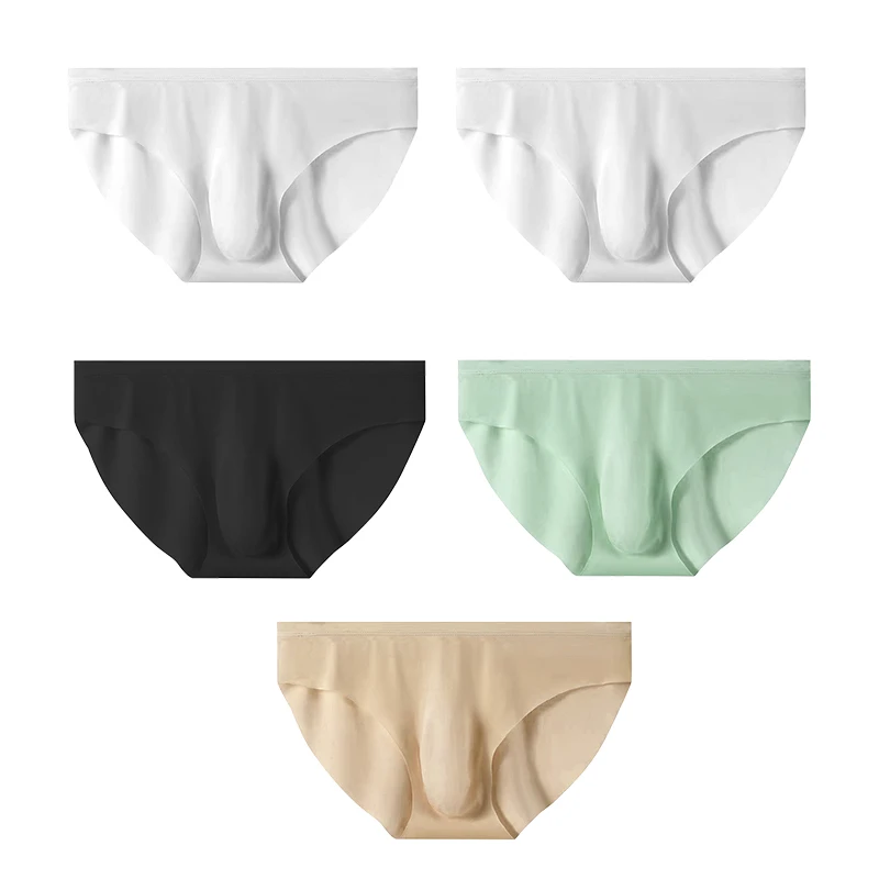 5 paren/partij heren ultradunne slipje ijszijde slips zomer transparant naadloos sexy sneldrogend ademend ondergoed slips: XXL / Bruin