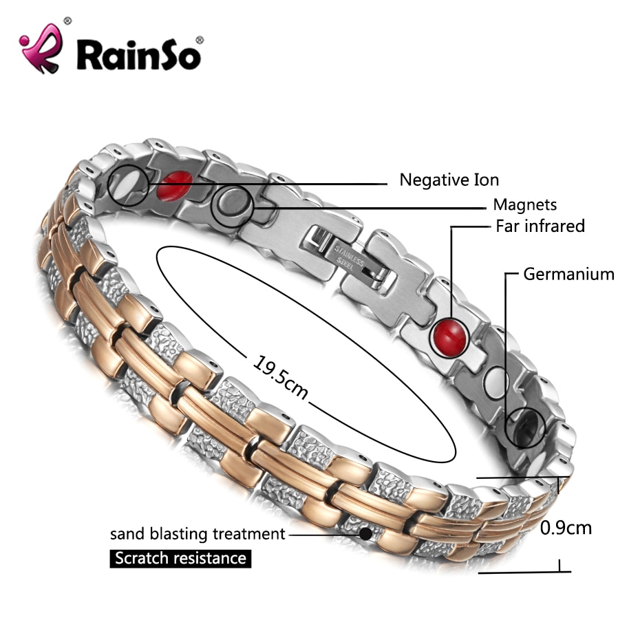 Rainso Trendy Bracelet Healing Magnetic Bracelet for Lady 4 Health Care Elements(Magnetic,FIR,Germanium,Negative ion) Hand Chain