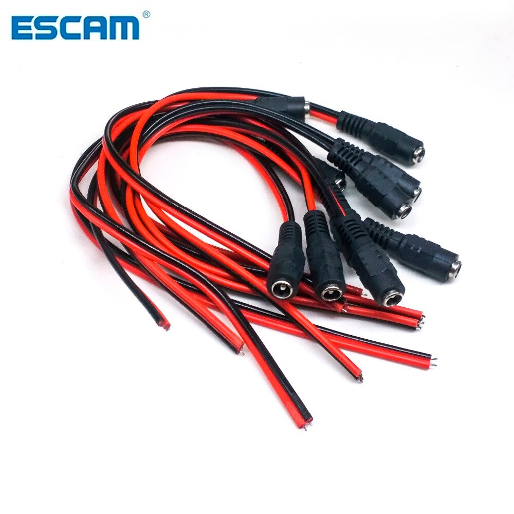 Câble d'alimentation femelle cc 12V, 5.5x2.1mm, adaptateur femelle pour caméra CCTV, fiche femelle 5.5x2.1