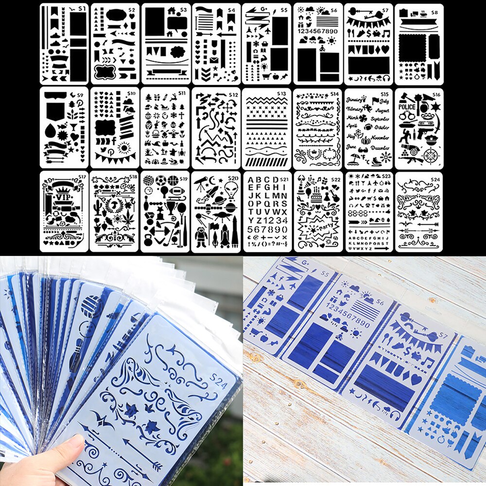 Letter Graphics Painting Stencils Template Lace Ruler DIY Copy Stencils for Painting Album Decorative Template