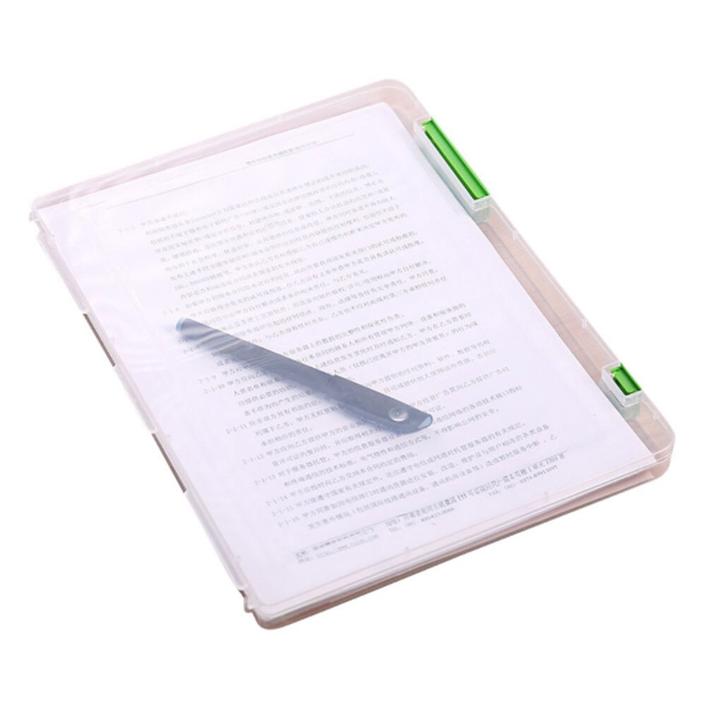 Scatola di immagazzinaggio trasparente A4 portatile file di riempimento di documenti in plastica trasparente organizzatori di carta da tavolo impermeabili forniture per ufficio: verde
