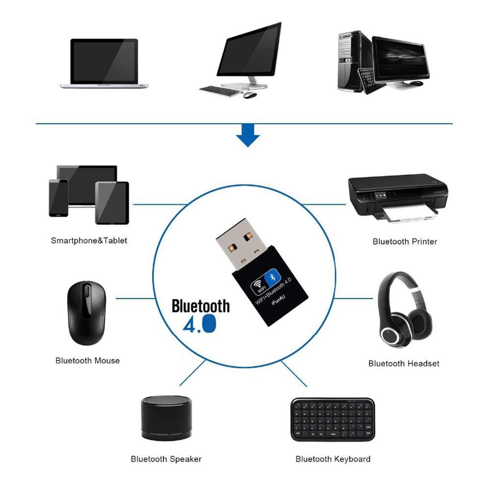 Novo wifi bluetooth 4.0 adaptador de rede sem fio compacto rápido wi-fi dongle com flexível poderoso antena receptor transmissor