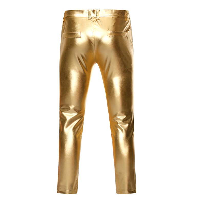 Moto à revêtement métallique Faux cuir PU pour hommes, pantalon de Hip Hop pour DJ, scène de discothèque et chanteurs, collection