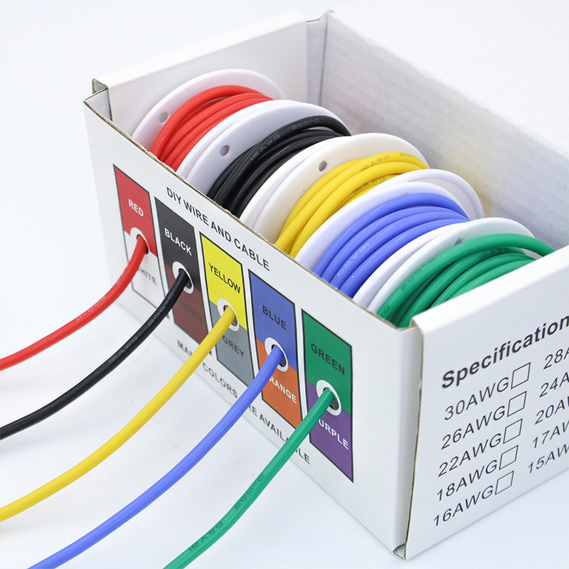 Cable eléctrico de 20-24AWG, cables flexibles de silicona, calibre 22, alambre de cobre estañado trenzado, 5 colores, 16,4 pies/5m cada uno o 32,8 pies/10m cada uno