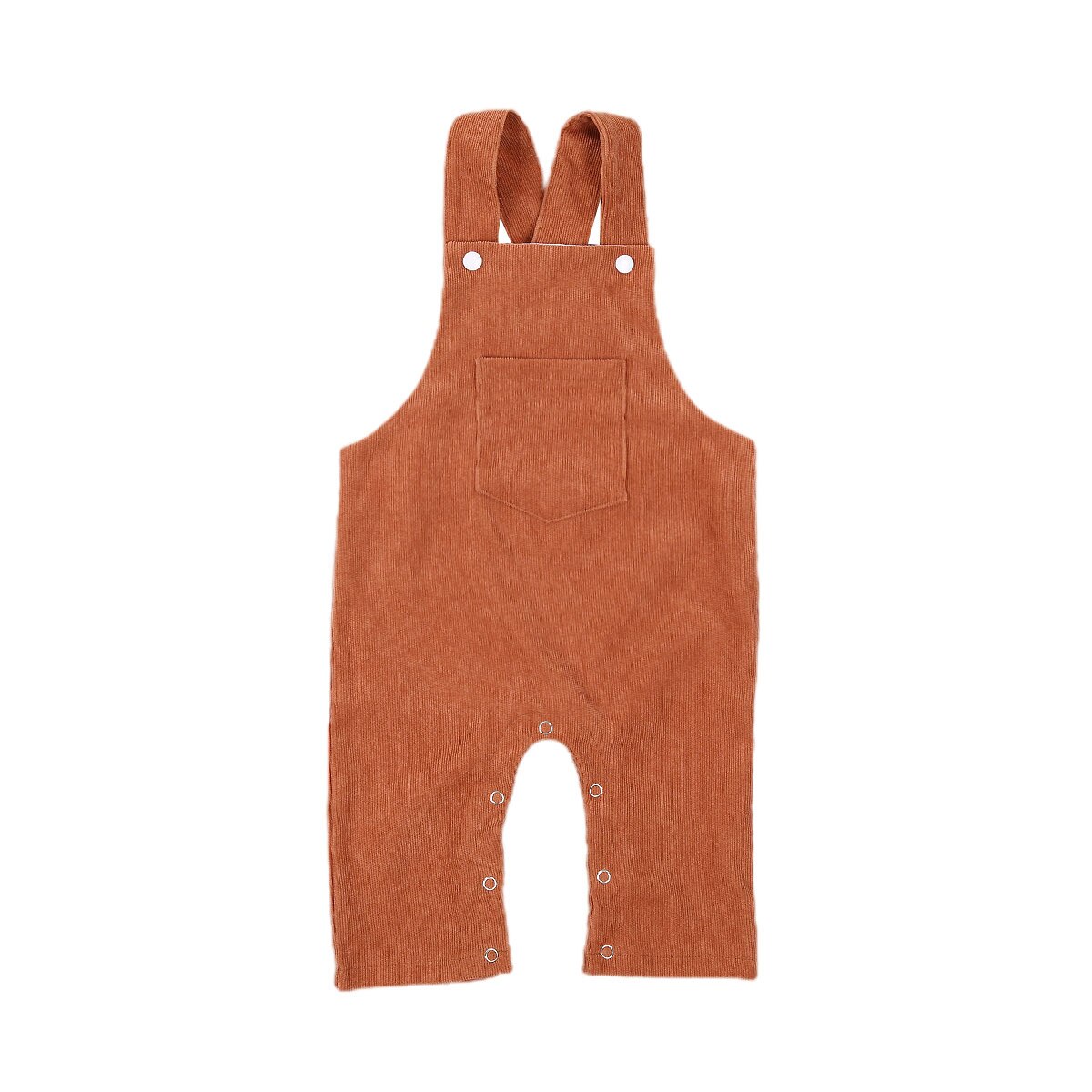 FOCUSNORM Autumn Baby Girls Boys Overalls Rompers Solid Pocket Sleeveless Button Straight Pants 2 Colors 0-24M: Brown / 18M