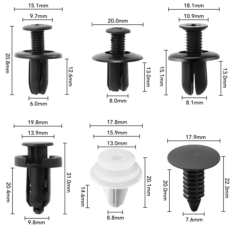 6 Size 60Pcs Auto Fastener Clip Gemengde Voor Dodge Journey Ram 1500 Challenger Caliber Nitro Charger