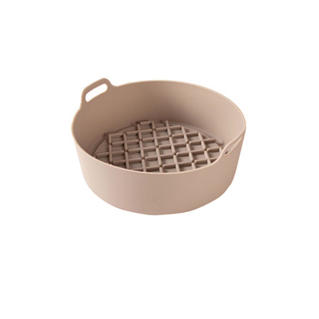 AirFryer Silicone Pot Multifunctional Air Fryers Oven Accessories Bread Fried Chicken Pizza Basket Baking Tray FDA Baking Dishes: S-Beige