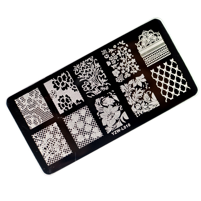 1PC Edelstahl Druck Nagel Stanzen Platten Manikübetreffend Blätter Ahorn Schablone Schimmel Weihnachten Schneeflocken Nagel Kunst DIY Dekorationen: YZW-L10