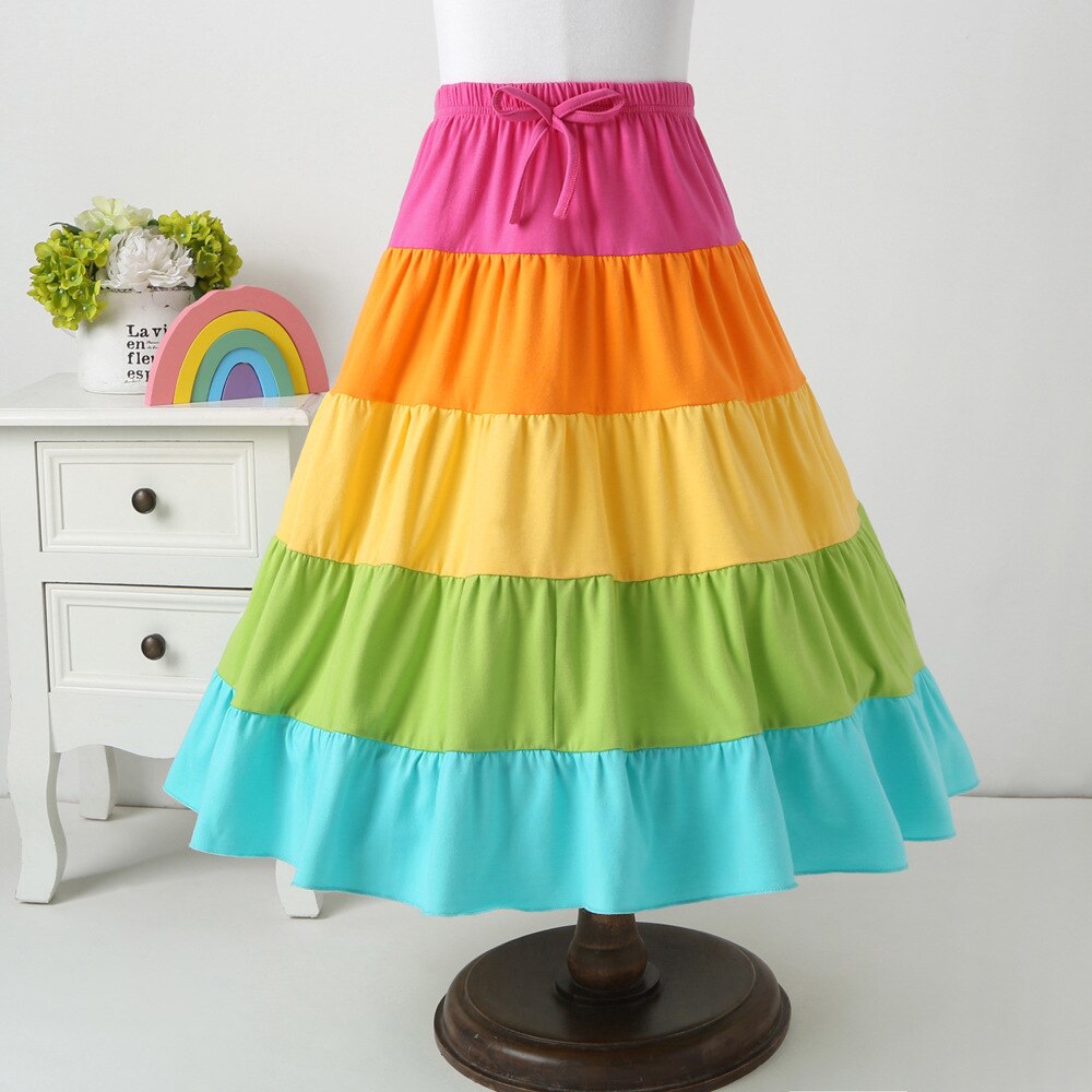 Zoete Ins Baby Meisjes Candy Kleur Ruches Twirly Maxi Rokken Multi Kleur Leuke Kinderen Lente Zomer Herfst Kleren: 4T-110