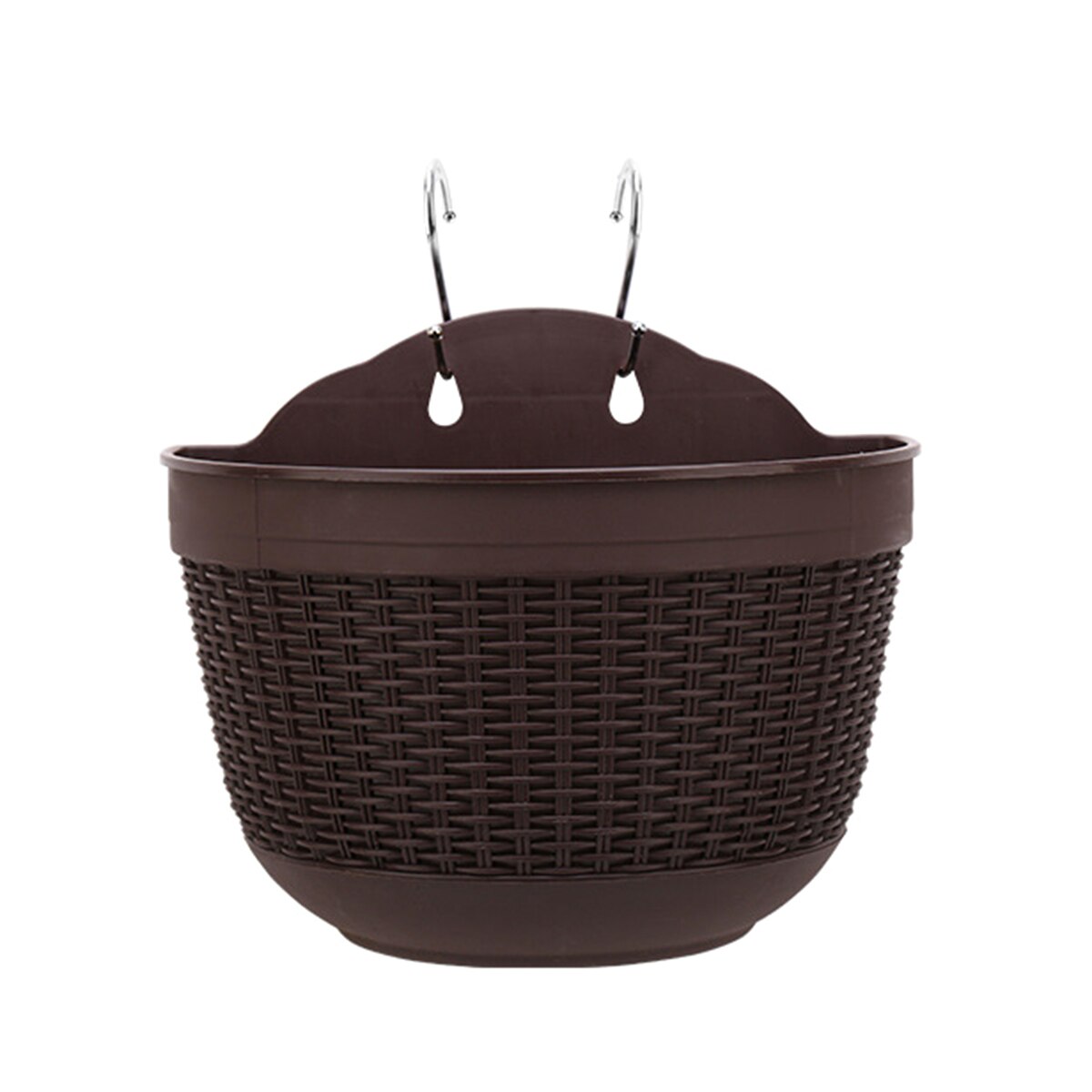 Environment-friendly Wall-mounted Flower Pot Imitation Rattan Weaving Semi Circular Flowerpot for Balcony and Garden: F / Medium