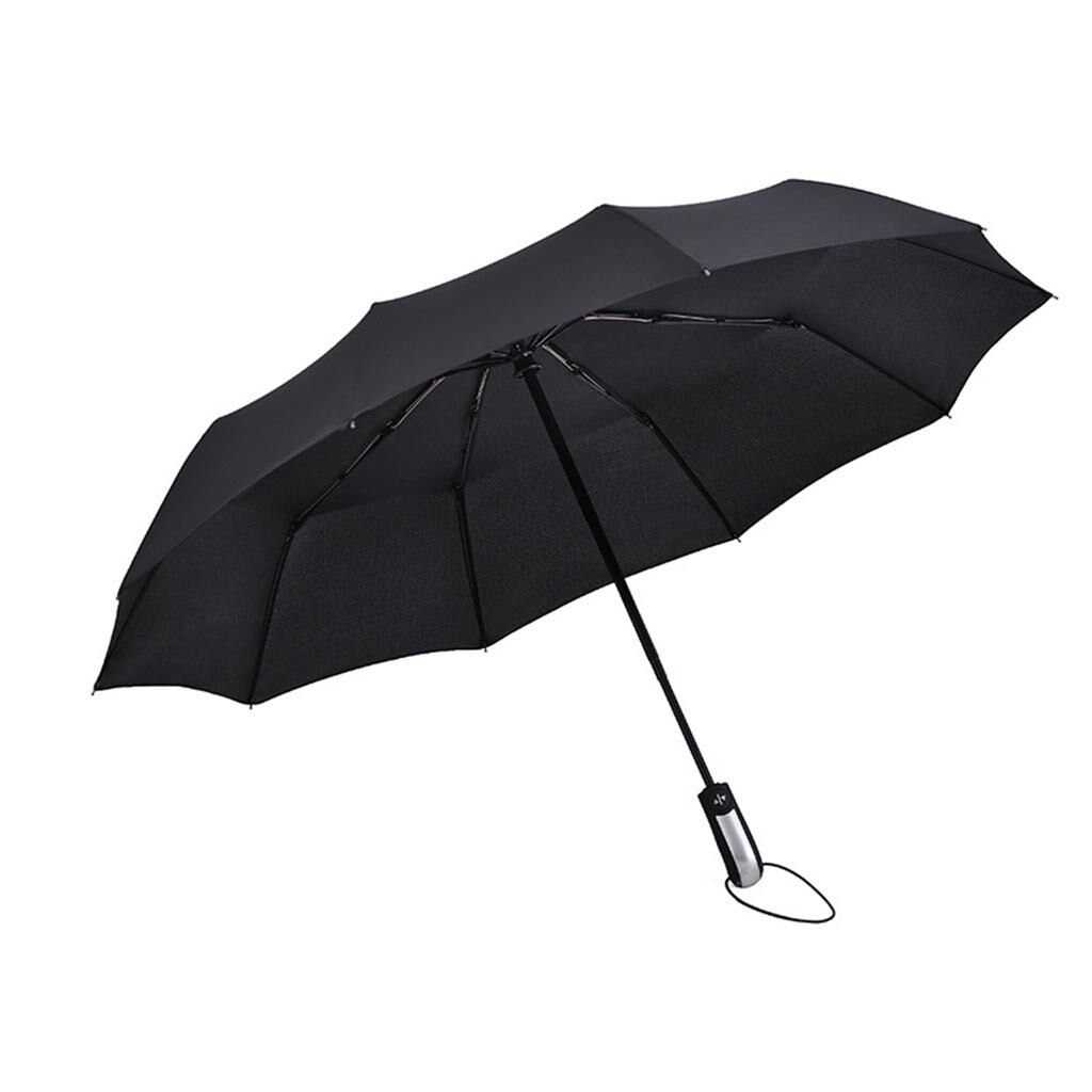 Paraguas automático a prueba de viento de lujo negro resistente al viento plegable compacto paraguas hombres/mujeres paraguas de lluvia: Default Title