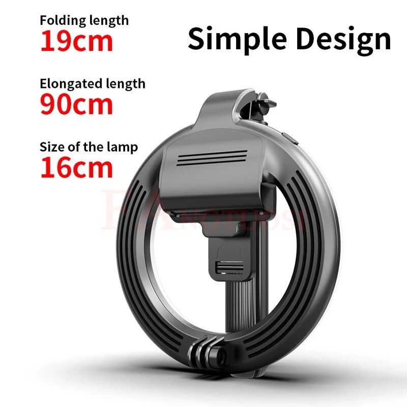 Selfie Stick Tripod - 90cm Extendable - Bluetooth Remote - 5in LED Ring Light - Aluminum & PC