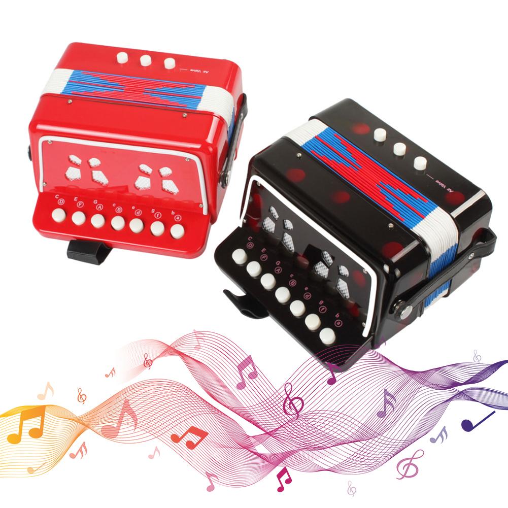 7 Toetsen 3 Knoppen Compact Accordeon Educatief Speelgoed Muziek Instrument Voor Kids