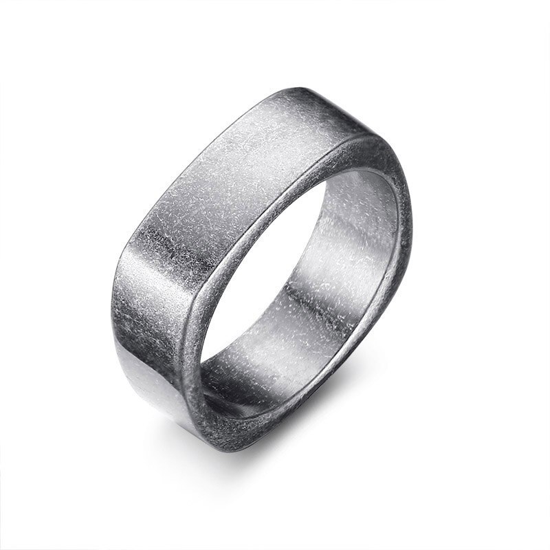 Bague homme acier inoxydable carré couleur argent Antique mat brossé Simple chevalière: 10 / vantage gray