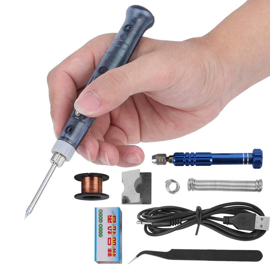 8W Mini Soldering Iron Kit Adjustable Temperature 450-480℃ Portable USB Electric Soldering Iron Pen for Household Electronic