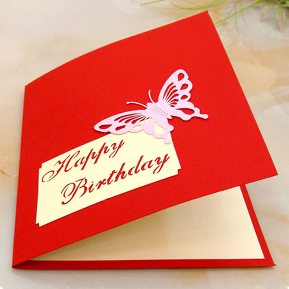 Happy Birthday 3D up handmade cut vintage cards Birthday cake with candle postcard birthday greeting cards