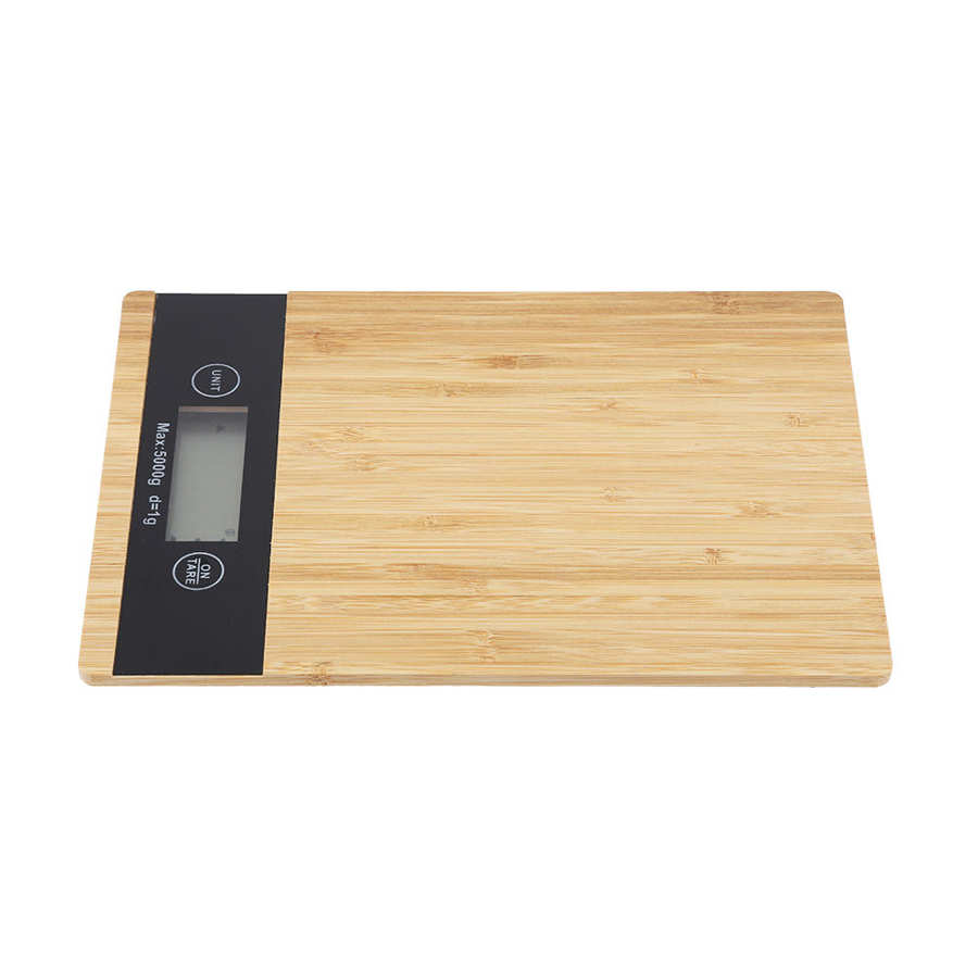 Kitchen Scale Bamboo LED Display Electric Kitchen Weighing Scales Food Diet Weight Balance Wood Cooking Food Scale